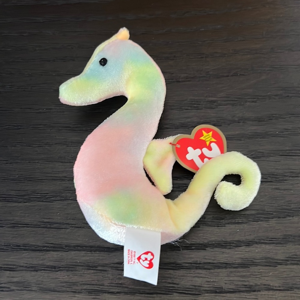 1999 Original Ty Teenie Original Beanie Baby Seahorse (Neon)